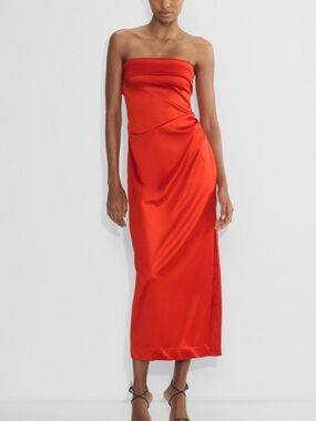 Lulu's Strapless Red Maxi Dress with Sweetheart Neckline